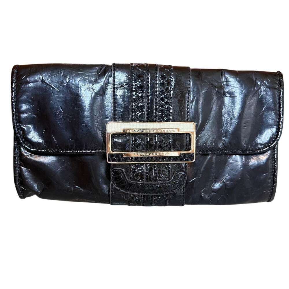 Anya Hindmarch for Target Black Patent Faux Leather Buckle Clutch Bag